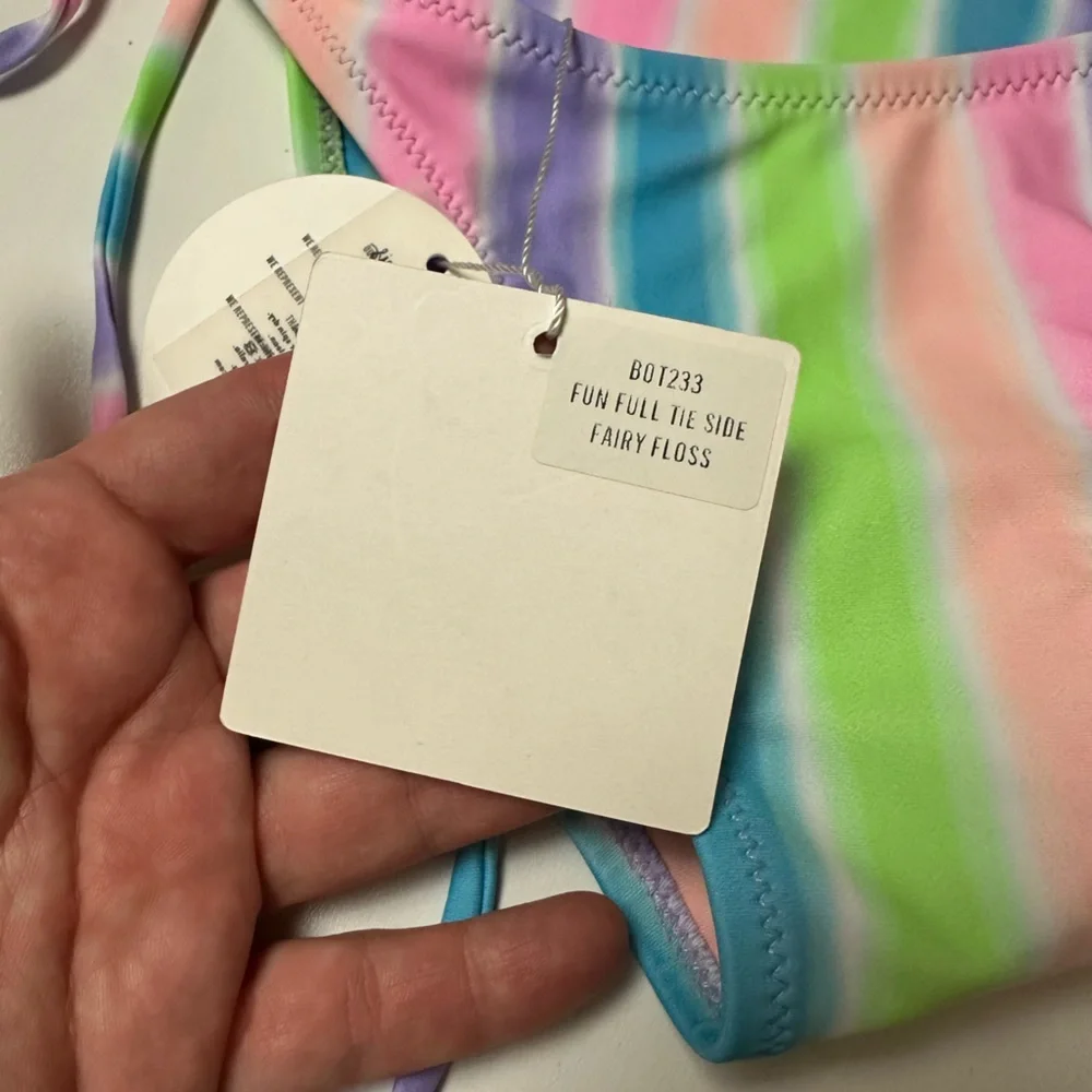 Kulani Kinis Multicolored FullCoverage Tie Sides Fairy Floss Bikini Bottom NWT S